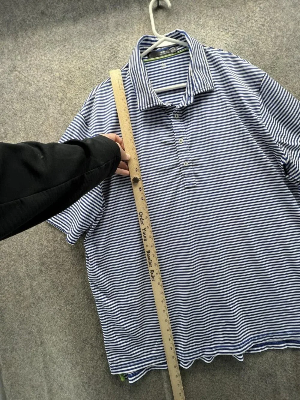 RLX Ralph Lauren Polo Shirt Mens XL Blue Striped Golf Performance Wicking